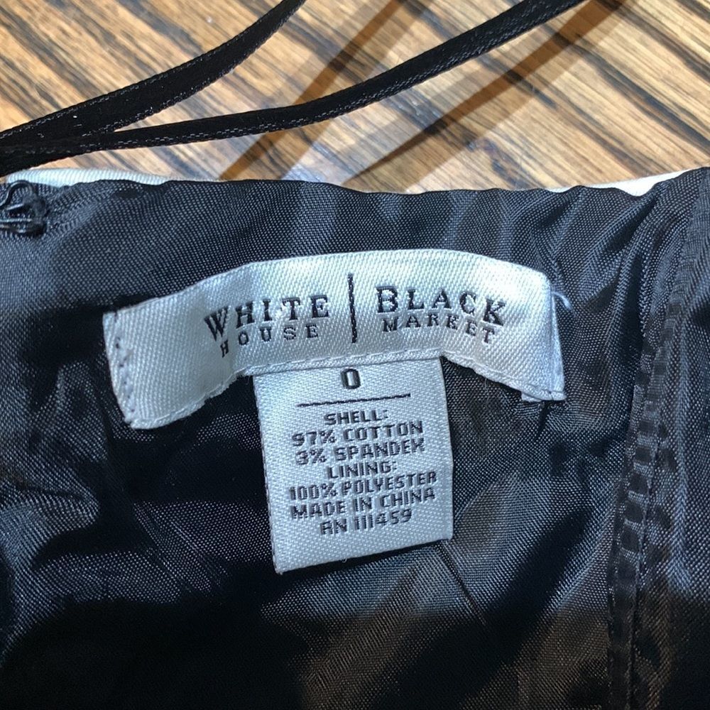 White House Black Market Strapless Black/Cream Mini Dress size 0 - Picture 9 of 10